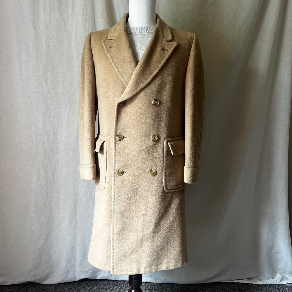 Vintage Malcolm Kenneth Mongolian Camel Hair Double Breasted Overcoat  40R